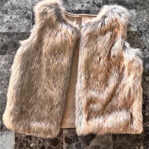Wonder Nation Tan and Brown Faux Fur Vest
